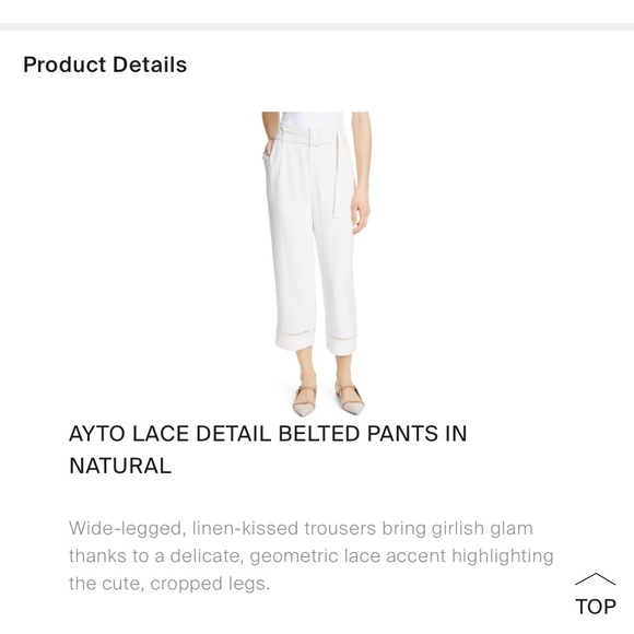 Club Monaco high waist belted  off white pants. NWT - Picture 2 of 4